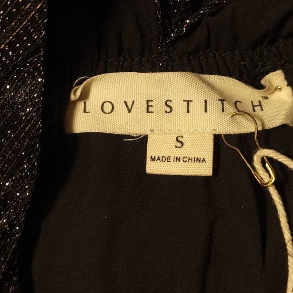 Love Stitch Womens Dress Black Metallic‎ Maxi Empire Waist V Neck Strap S New - Picture 5 of 7